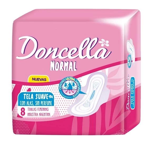 TOALLA DONCLLA NORMAL X 8 S/PERFUME ROSA